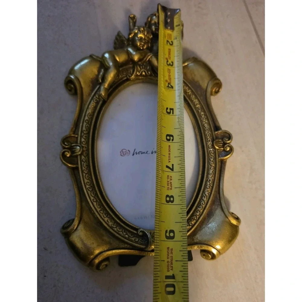 VTG Home Interiors Gold Cherub Picture Frame Ornate Angel 4x6 Baroque Rococo